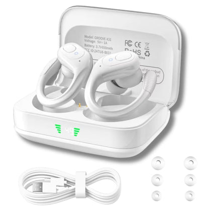 Groove Electronics Wireless Bluetooth Earbuds with Charging Case | Wireless Sports Earbuds | Running Ear Phones | White - color: White