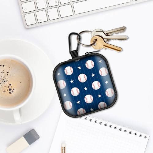 Square Data Cable Earbud Charger Coin Storage Bag Shockproof and Drop-Proof EVA Material Compatible with AirPod(Baseball) - color: Baseball