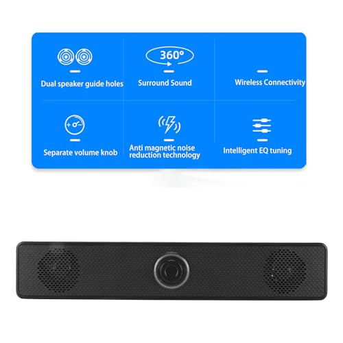 Computer Speakers, Gaming PC Sound Bar with HiFi Stereo Sound, AUX Mode, Adjustable Volume, External Speaker for PC Laptop