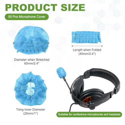 MECCANIXITY 20 Pcs Disposable Lapel Headset Microphone Windscreen, Non-Woven Mini Size Lavalier Microphone Windscreen Headset Mic Covers for Hole Ear-Hook Headsets, Lavalier Mic, Blue - color: Blue