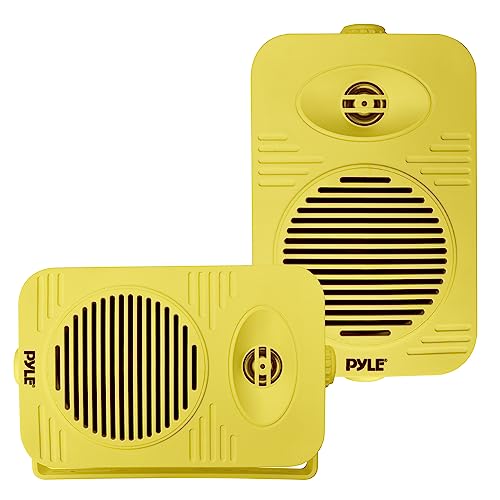 Pyle 500 Watt Bluetooth Indoor Outdoor Speakers Pair - Dual Waterproof 5.25” 2-Way Full Range Speaker System w/ 1/2” High Compliance Polymer Tweeter |Home, Boat, Marine, Deck, Patio, Poolside (Yellow) - color: Yellow