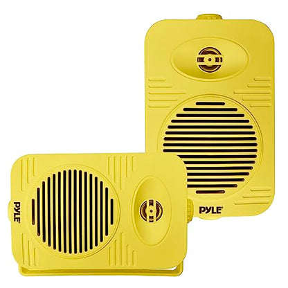 Pyle 500 Watt Bluetooth Indoor Outdoor Speakers Pair - Dual Waterproof 5.25” 2-Way Full Range Speaker System w/ 1/2” High Compliance Polymer Tweeter |Home, Boat, Marine, Deck, Patio, Poolside (Yellow) - color: Yellow