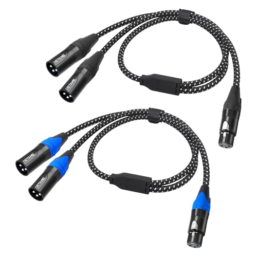 2Pack XLR Female to Dual Male Y Splitter Cable, Female XLR to 2 Male Y Cable,3Pin Y Splitter 1 F to 2 M for Micphone Mixer 2FT - color: XLR 1F To 2 M, size: 2FT