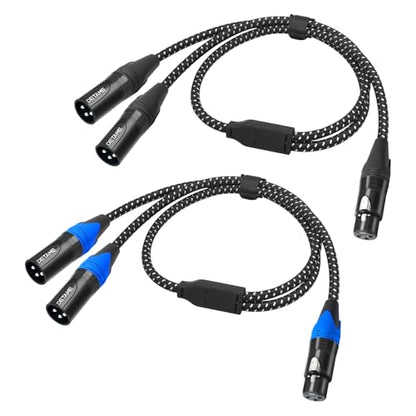 2Pack XLR Female to Dual Male Y Splitter Cable, Female XLR to 2 Male Y Cable,3Pin Y Splitter 1 F to 2 M for Micphone Mixer 2FT - color: XLR 1F To 2 M, size: 2FT