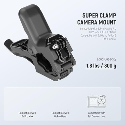 NEEWER Flexible Clamp Mount Compatible with GoPro DJI Action Cameras, GP-80 | Compatible with DJI Action 6 Osmo 360 Insta360 X5/4/3 AcePro series, Jaw Flex Super Clamp Holder Mount Accessories for Video