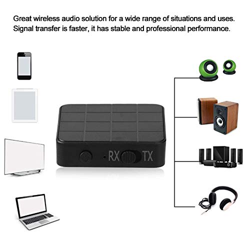 KIMISS Bluetooth 5.0 Receiver Transmitter, 2-in-1 Audio Adapter for Car TV PC, Wireless Stereo Converter with Dual Mode, Low Latency, Easy Setup, Compatible with Speakers Headphones