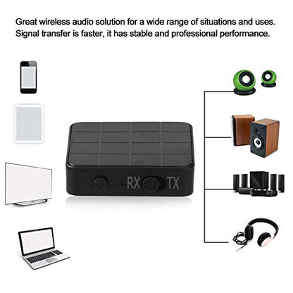 KIMISS Bluetooth 5.0 Receiver Transmitter, 2-in-1 Audio Adapter for Car TV PC, Wireless Stereo Converter with Dual Mode, Low Latency, Easy Setup, Compatible with Speakers Headphones
