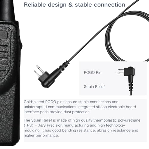 CP200D Earpiece for Motorola Walkie Talkie and Radio with PTT/Mic, Compatible for CP200D CP100D R2 CP200 CP185 BPR40 CLS1410 CLS1110 RMU2040 RMU2080D, Acoustic Tube Surveillance Headset