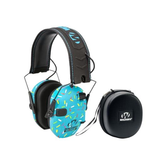 Walker's Razor Slim Electronic Earmuffs | Protective Case - color: Blue Sprinkles
