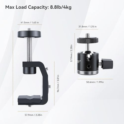 UTEBIT 40mm C-Clamp Camera Mount with Mini Ball Head, Black - size: 40mm