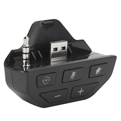 Stereo Headset Adapter, Gamepad Controller Audio Adapter with Volume Control, 3.5 mm Headphone Converter Sound Enhancer, for Xbox One(Black)
