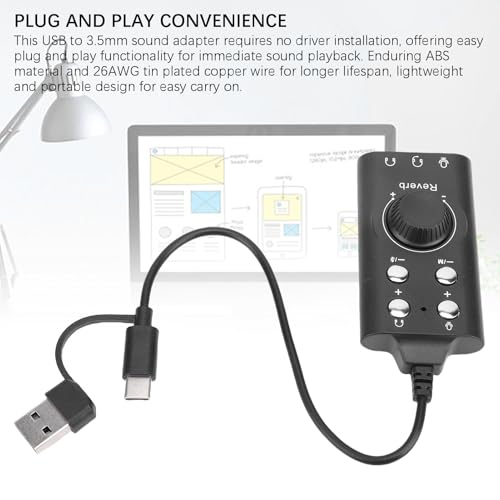 YOUTHINK 7.1 Surround Sound USB Audio Adapter Bluetooth 5.0 with Voice Changer, 94dB High SNR 20Hz 20KHz Frequency Range, Plug and Play Volume Mic Controller for Gaming Content Cr