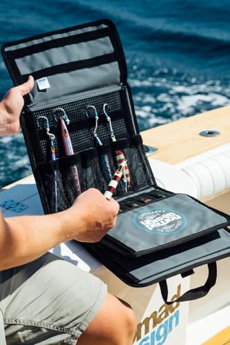 Nomad Design Jig Wallet - Fishing Lure Organizer with Hook Mesh Storage System, 12 individual mesh pockets Waterproof Jig Storage Bag with Optional Insert Sleeve - size: Wallet