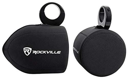 Rockville RWBC80 Neoprene Covers for 8" Wakeboard Tower Speaker Pair | Water/Moisture Protection, Durable Stitching, Strong Zipper, Snug Fit, Fits 7.8"-8.25" Diameter, 9.6"-10" Height, Marine Use