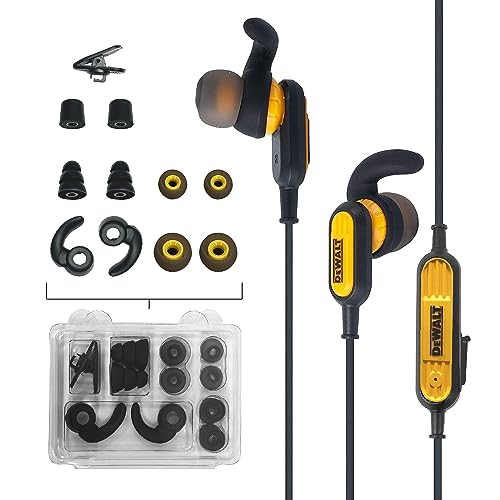 DEWALT Heavy Duty Neckband Bluetooth Earbuds, Wireless Bluetooth 5.2 | Headphones w/Microphone, Lightweight Comfort, IP56 Waterproof, Deep Bass Strong Beat, 20H Playtime, Jobsite Behind-Neck - color: Yellow-1