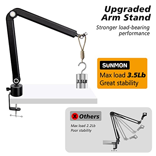 SUNMON Boom Arm for Blue Yeti, Microphone Stand with Extension Tube | Mic Arm Universal Heavy-Duty, Height-Adjustable - color: 𝙈𝙞𝙘𝙧𝙤𝙥𝙝𝙤𝙣𝙚 𝘽𝙤𝙤𝙢 𝘼𝙧𝙢