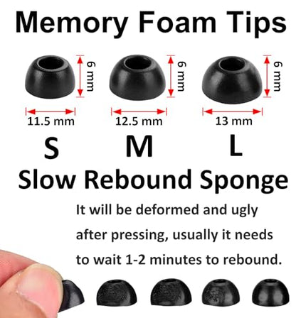 A-Focus [6 Pairs] Pixel Buds Pro 【 Memory Foam & Silicone 】 Ear Tips, Soft Replacement Comfortable Earbuds Eartips Gel Compatible with Google Pixel Buds Pro 126724 Black