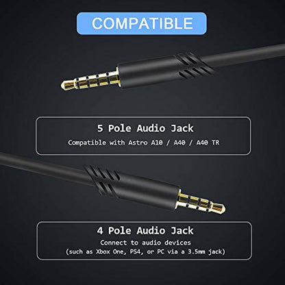 2.0M Replacement Audio Cable Compatible with Astro A40 A40TR Gaming Headset, Inline Mute Wire and No Volume Control Cord (TPE Cord) - style: TPE Cord