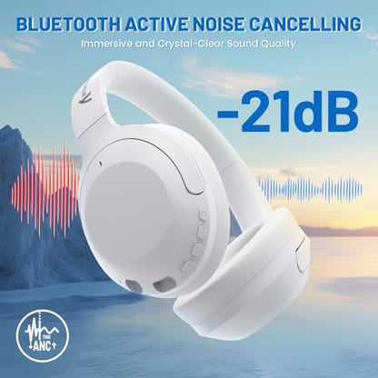 ATTACK SHARK G300 Wireless Over-Ear Headphones with Active Noise Cancelling,Bluetooth 5.3,40H Playtime,Deep Bass HD Stereo Sound,Built-in Mic,Comfortable Design for Travel/Home Office/Gaming-White - color: White