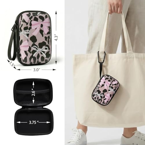【Woyinger】 Printed EVA Hard Earbud Case Travel Organizer, Carrying Pouch for Wired & Wireless Earphones, Charging Cables, USB Flash Drives, Electronics Accessories Bag, Leopard Print - color: A1-Leopard Print