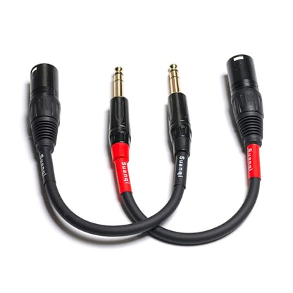 1/4 Inch TRS to XLR Male 6.35mm Balanced Signal Interconnect Microphone Cable Quarter inch to 3pin XLR Patch Cable 2Pack 8 inches - size: 6in