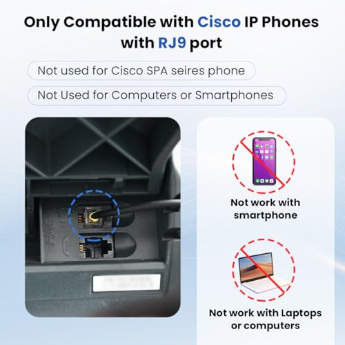 VT RJ9 Headset for Cisco-IP-Phones - Telephone Headset with Noise Cancelling Mic with Mute&Volume Control 7841,7861,7945G 7965G,7975G,8811,8851,8865(6800/6900/7800/7900/8800/8900/9900 Series)