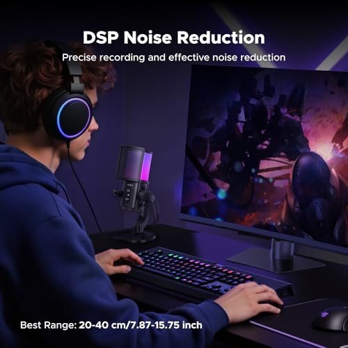 UGREEN USB Gaming Microphone for Streaming, Chat, 24bit/96kHz Condenser Mic