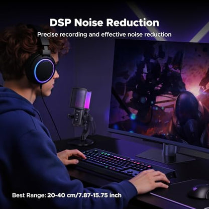 UGREEN USB Gaming Microphone for Streaming, Chat, 24bit/96kHz Condenser Mic