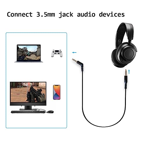 TPE Audio Cable for SteelSeries Arctis Nova 7 / Pro Headset | Black , TPE 3.5mm 5 pole to 4 pole jack Cable for SteelSeries Arctis Nova 7 / Pro Headset