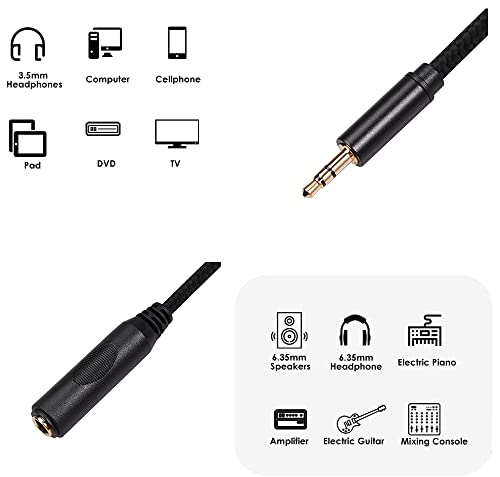 Smithok 2 Pack 3.5mm to 1/4 inch Female Headphone Adapter, Quarter 1/4 inch 6.35mm Stereo Female Jack to 1/8 inch 3.5mm Male Audio Adapter for Headphone, Amplifiers, Guitar, Amp etc.- 12inch/30cm - style: male to female