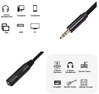 Smithok 2 Pack 3.5mm to 1/4 inch Female Headphone Adapter, Quarter 1/4 inch 6.35mm Stereo Female Jack to 1/8 inch 3.5mm Male Audio Adapter for Headphone, Amplifiers, Guitar, Amp etc.- 12inch/30cm - style: male to female