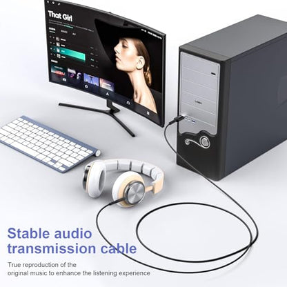 USB to Audio Adapter Cable, 3FT 3.5mm Aux to USB Audio Aux Cable Stereo Type A Male to 3.5mm TRS Male Headphone Jack Adapter for Headphones/Headset/Laptop/PC Windows/PS4 PS5 Mac/Linux/Desktops