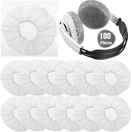 BBTO 100 Pcs Disposable Over Ear Headphone Covers Stretch,11 Cm,White - color: White, size: 11 cm