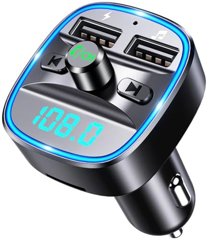 COMSOON FM Transmitter Bluetooth Car Adapter MP3 Player | Upgraded, Hands-Free Calling, Dual USB Ports (5V/2.4A & 1A), LED Screen, Support SD/TF Card Flash Drive