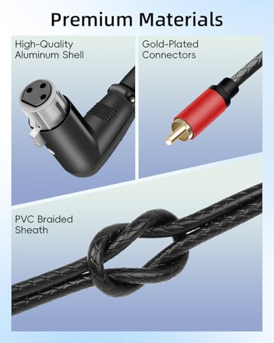 90 Degree XLR 3-Pin Female to RCA Male Stereo Audio Cable,3-Pin Right Angle XLR to RCA Plug Adapter Converter Cord,Balance to Unbalanced,Mixer,Power Amplifier,Audio Player (6.5FT/2M) - style: 90 Degree XLR 3-Pin Female to RCA Male(2M)
