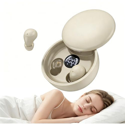 Sleep Earbuds, Invisible Mini Wireless Earbuds for Small Ear Canals, Ergonomic Bluetooth Earbuds with Premium Sound and One-Step Auto Pairing（Beige）