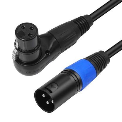 Right Angle XLR Cable 3.3FT, 2Pack, Black, Straight Male to 90 Degree Female Microphone Cable Cord, 3Pin XLR Adapter for Sound Devices Mixer Recorder - size: 3.3FT, style: R/A FM to ST Male
