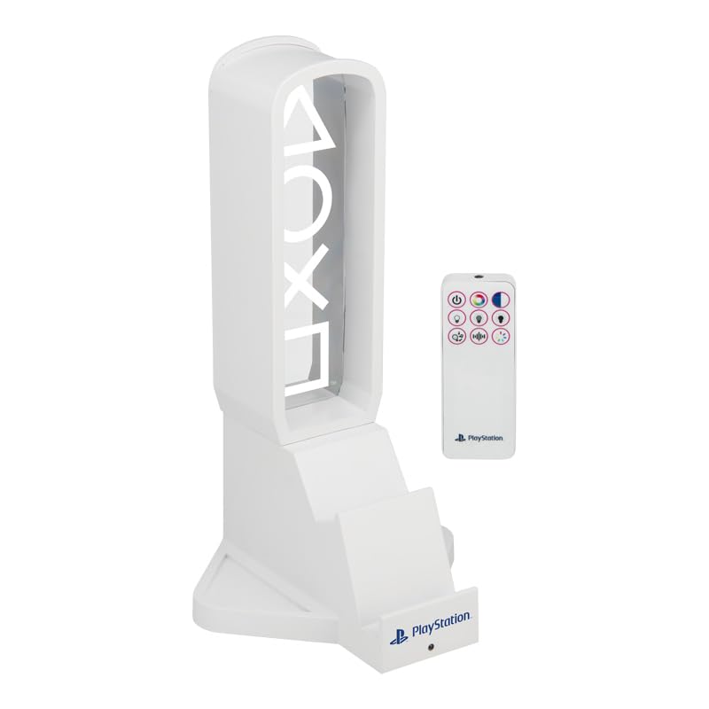 Paladone PlayStation 3-in-1 Headphone Stand and Tech Charging Station with Console Controller Cradle and 2 USB-C Ports, RGB Colour Changing Light Panel, Officially Licensed Gift for Gamers