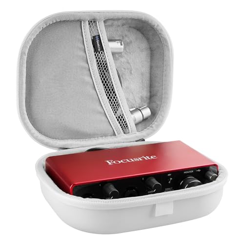 GEEKRIA Audio Mixer Case, Compatible with Focusrite Scarlett 2i2 3nd Gen Audio Interface Hard Case, Protective Hard Shell Travel Carrying Bag (White)