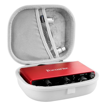 GEEKRIA Audio Mixer Case, Compatible with Focusrite Scarlett 2i2 3nd Gen Audio Interface Hard Case, Protective Hard Shell Travel Carrying Bag (White)