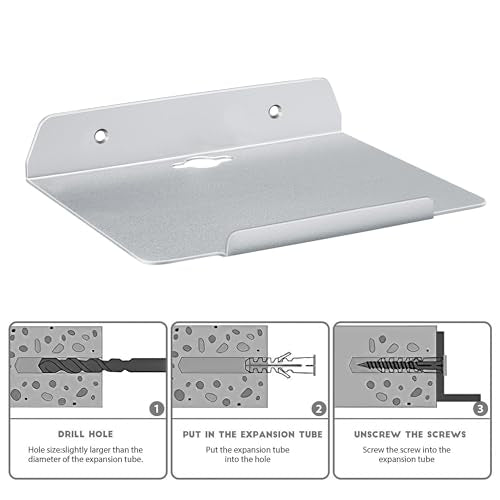 8''W x 6.3''D Small Floating Metal Wall Shelf,Deep Floating Shelves for Speakers,Cameras,Routers,Heavy Duty Metal Floating Wall Shelf with Ledge for Bedroom,Bathroom,Living Room,Silver - color: 8''silver