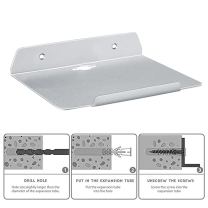 8''W x 6.3''D Small Floating Metal Wall Shelf,Deep Floating Shelves for Speakers,Cameras,Routers,Heavy Duty Metal Floating Wall Shelf with Ledge for Bedroom,Bathroom,Living Room,Silver - color: 8''silver