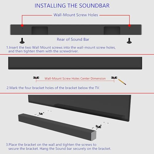 ZYAMY 2PCS Sound Bar Wall Mount Bracket for Soundbar Mounted Under or Above TV, Fits Most of Sound Bars