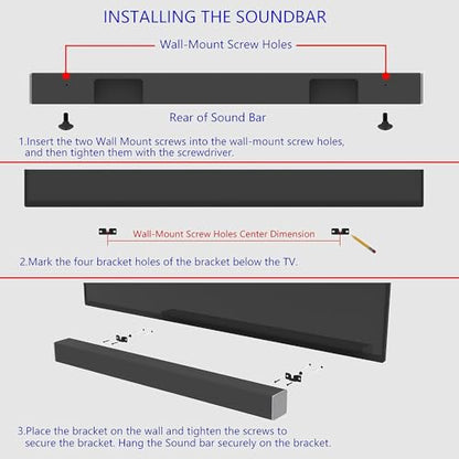 ZYAMY 2PCS Sound Bar Wall Mount Bracket for Soundbar Mounted Under or Above TV, Fits Most of Sound Bars