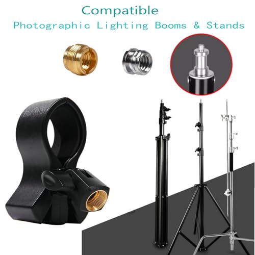 2pcs Large Microphone Clips, Adjustable Mic Holder for Microphones with Outer Diameter Range 1.26" from 2.3", with 5/8" Male to 3/8 to1/4" Female Screw Adapter(Black) Mic clip holder for stand - color: Black(c1*2pc)