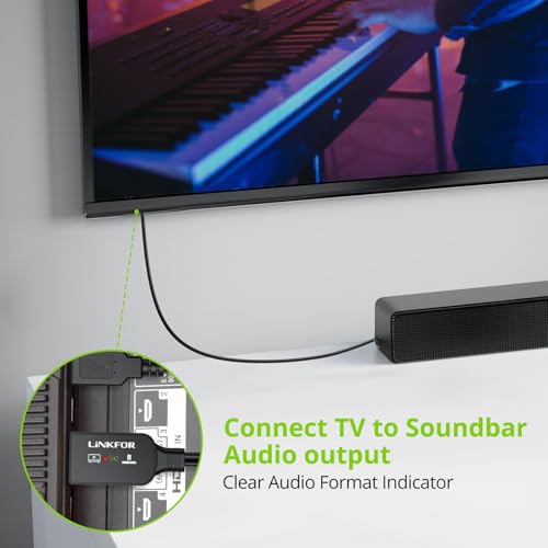 LiNKFOR eARC/ARC to Optical Audio Extractor Cable (1.5M/5ft), All-in-One HDMI ARC to TOSLINK Adapter, Supports 192KHz/24bit, DTS 5.1, Dolby Digital, Plug and Play for TV to Soundbar, Home Theater