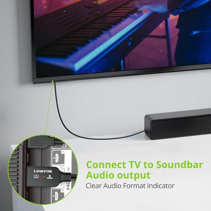 LiNKFOR eARC/ARC to Optical Audio Extractor Cable (1.5M/5ft), All-in-One HDMI ARC to TOSLINK Adapter, Supports 192KHz/24bit, DTS 5.1, Dolby Digital, Plug and Play for TV to Soundbar, Home Theater
