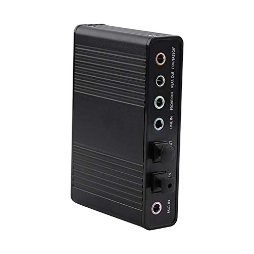 USB 2.0 External Sound Card, 6 Channel External Audio Adapter with SPDIF, Audio Sound Card Adapter for PC Laptop Recording, Plug and Play