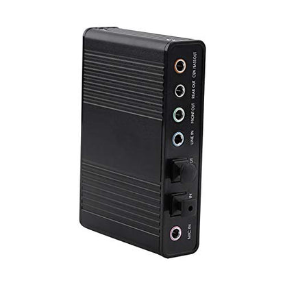 USB 2.0 External Sound Card, 6 Channel External Audio Adapter with SPDIF, Audio Sound Card Adapter for PC Laptop Recording, Plug and Play
