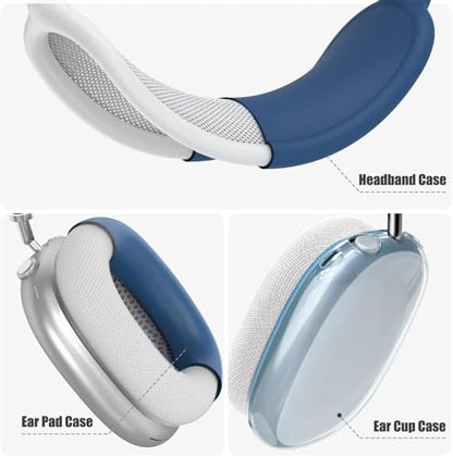 [4 in 1] Case Cover for AirPods Max 2/1 (2026/2024/2020) Ear Pad Case Cover/Headband Cover/Ear Cups Cover with Bling Star for Apple AirPods Max Headphones (Dark Blue Stars) - color: Dark Blue Stars